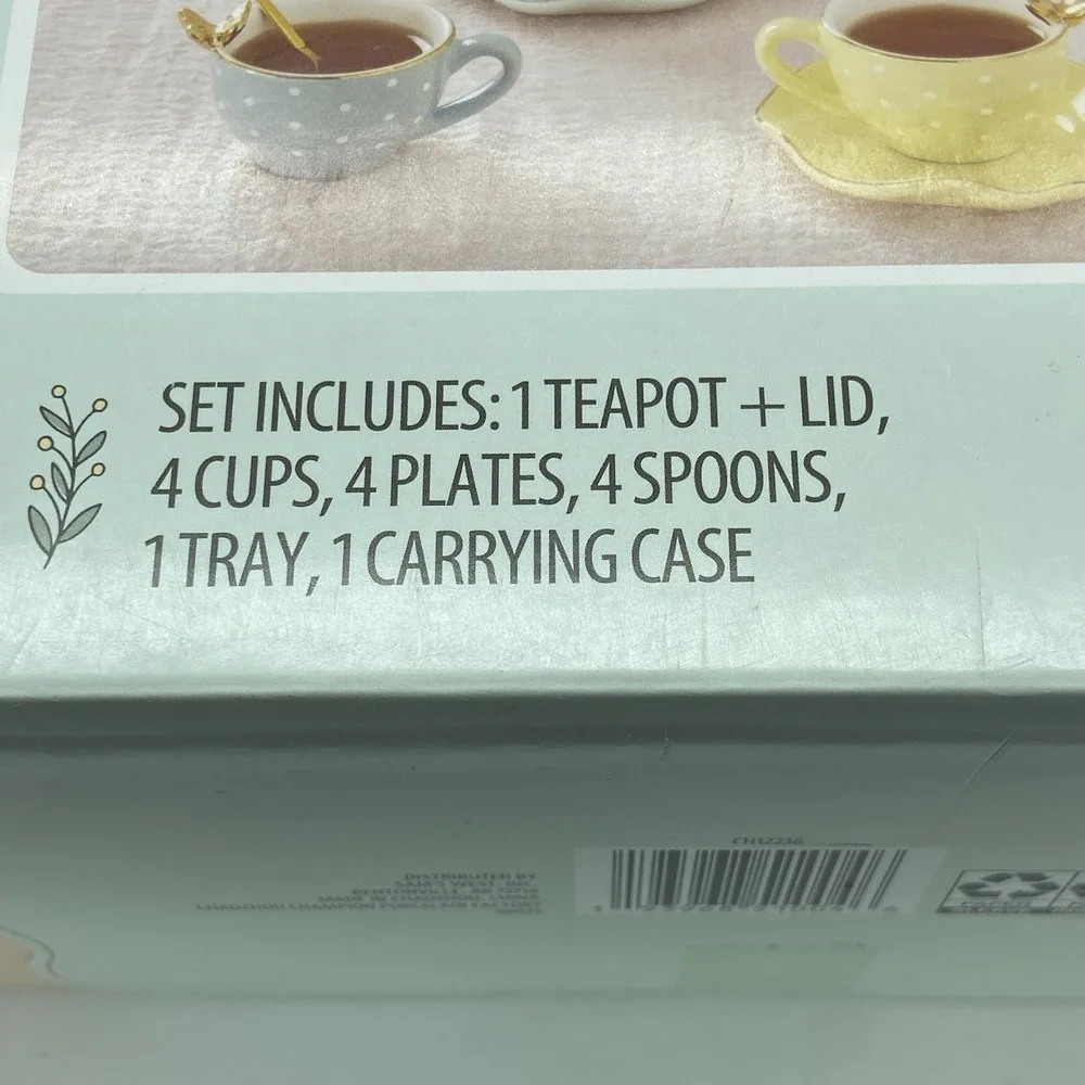 Member's Mark Porcelain Tea Set‎ 15 Pc Pastel Polka Dot Tea Party Pretend Play